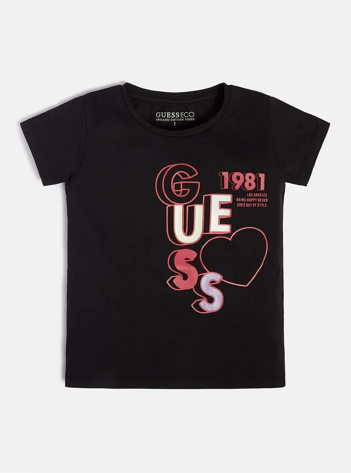 Kids Little Girl GUESS Black Pink Guess Logo Tshirt 27