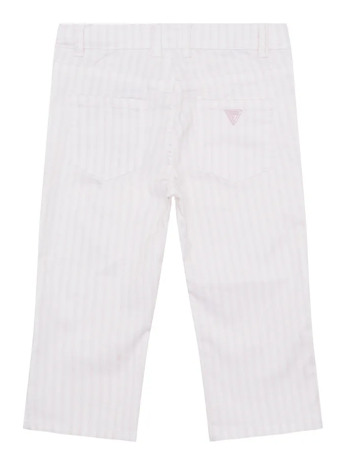 Kids Little Girl GUESS White Pink Stripe Denim Capri Pants 27 Kids Little Girl GUESS White Pink Stripe Denim Capri Pants 27