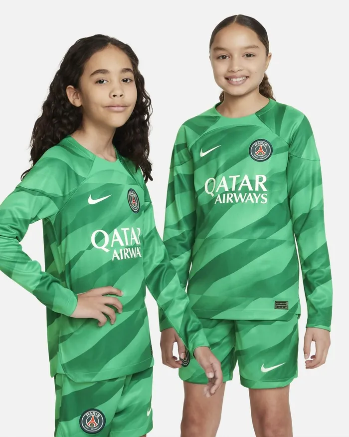 Kids Nike All Clothing Paris SaintGermain 202324 Stadium Goalkeeper Stadium Greenstadium Greenmalachitewhite