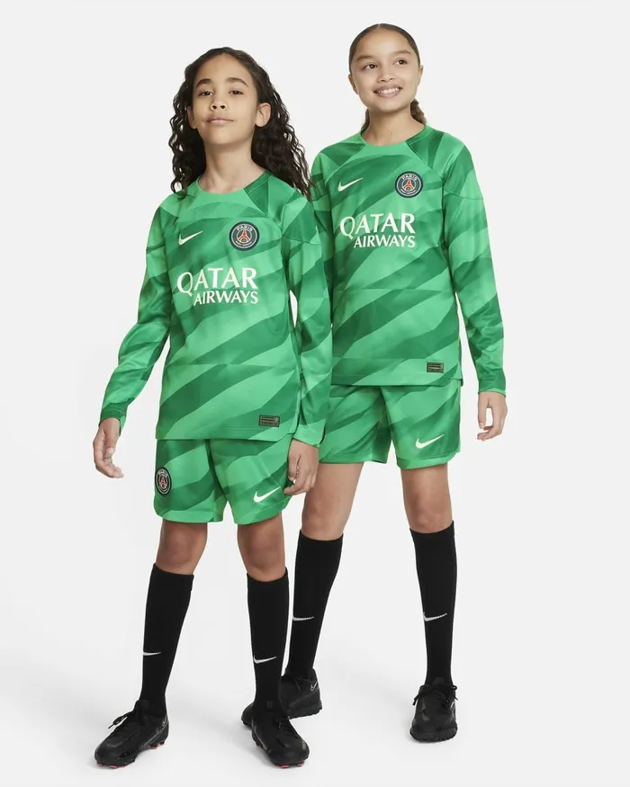Kids Nike All Clothing Paris SaintGermain 202324 Stadium Goalkeeper Stadium Greenstadium Greenmalachitewhite