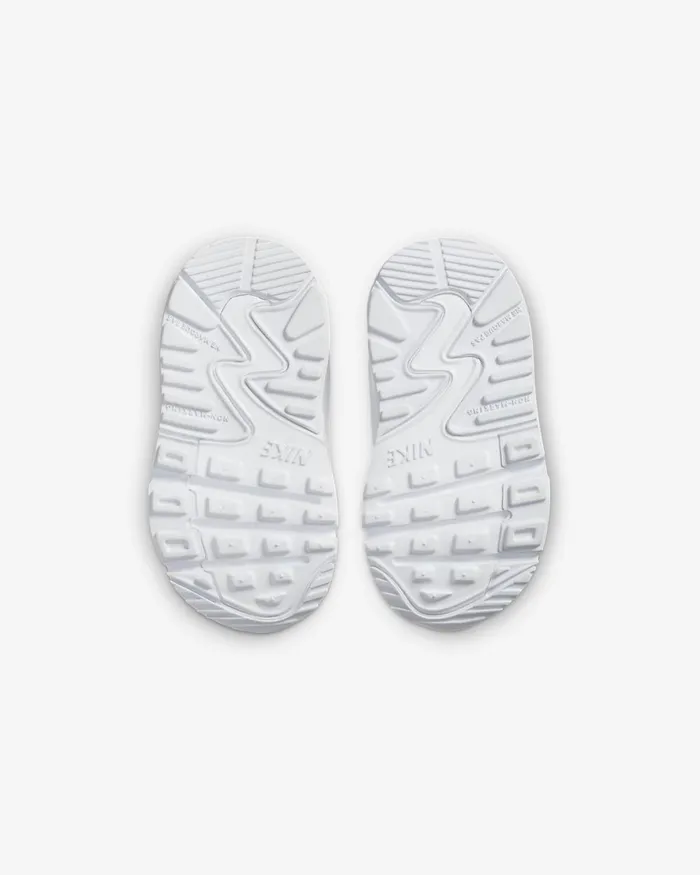 Kids Nike Baby and Toddler 03 Years Air Max 90 LTR Whitemetallic Silverwhitewhite