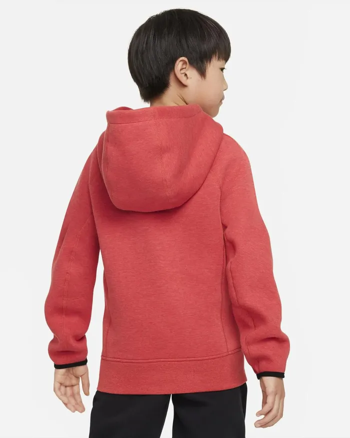 Kids Nike Hoodies And Sweatshirts Sportswear Tech Fleece Light University Red Heatherblack