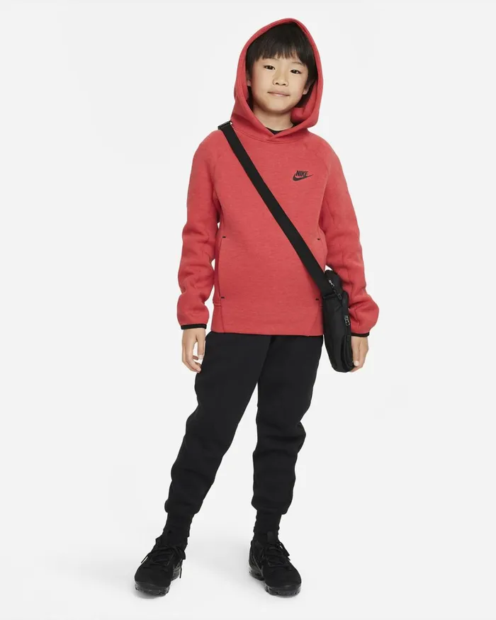 Kids Nike Hoodies And Sweatshirts Sportswear Tech Fleece Light University Red Heatherblack