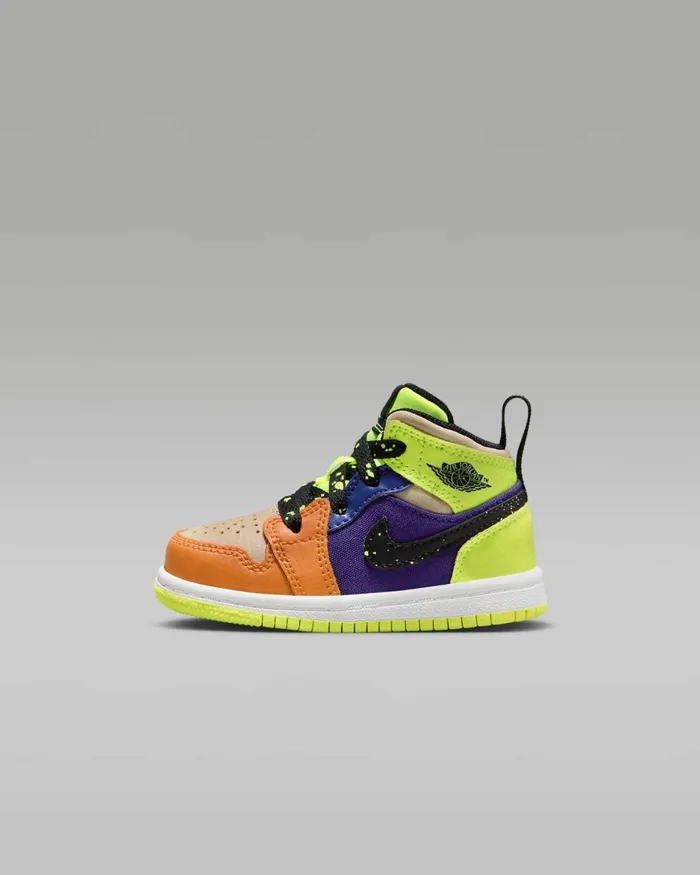 Kids Nike Jordan Jordan 1 Mid SE Voltvivid Orangeteam Goldblack
