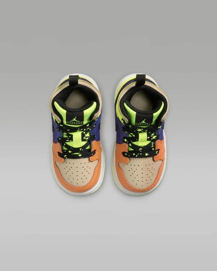 Kids Nike Jordan Jordan 1 Mid SE Voltvivid Orangeteam Goldblack