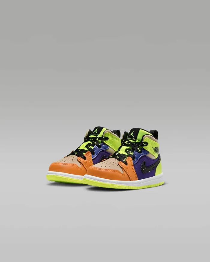Kids Nike Jordan Jordan 1 Mid SE Voltvivid Orangeteam Goldblack