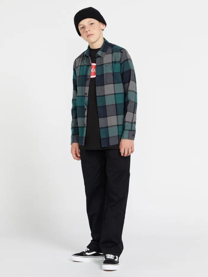 Kids Shirts and Flannels Volcom Big Boys Caden Plaid Flannel 8211 Navy