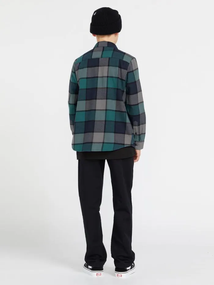 Kids Shirts and Flannels Volcom Big Boys Caden Plaid Flannel 8211 Navy