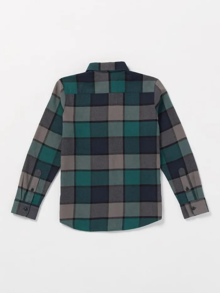 Kids Shirts and Flannels Volcom Big Boys Caden Plaid Flannel 8211 Navy