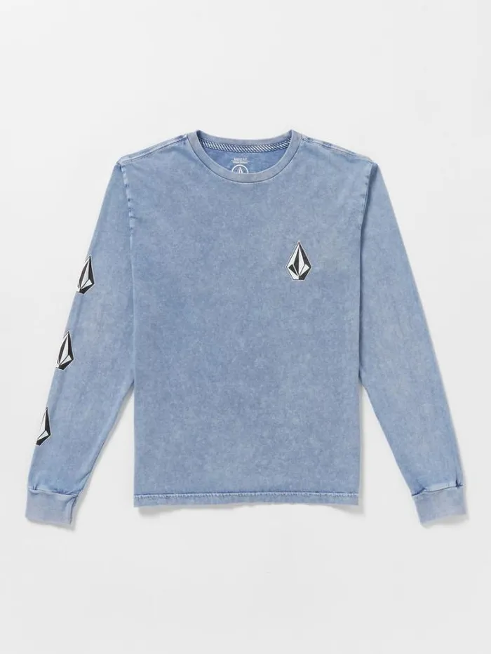 Kids TShirts and Tanks Volcom Big Boys Iconic Stone Plus Long Sleeve Tee 8211 Denim