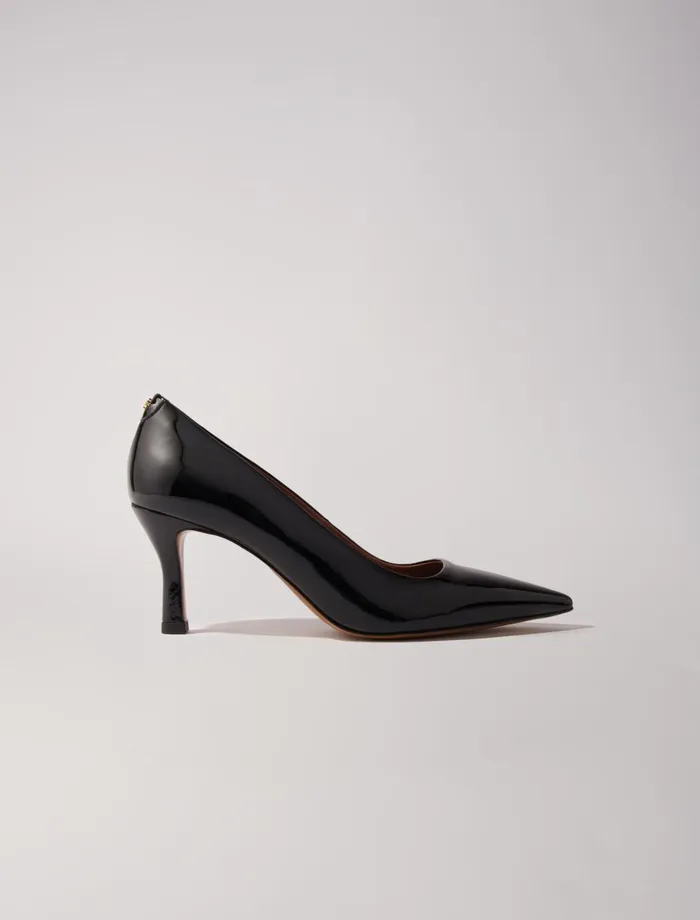 Kitten Heels Women Maje Leather Pumps With Pointed Toes Black
