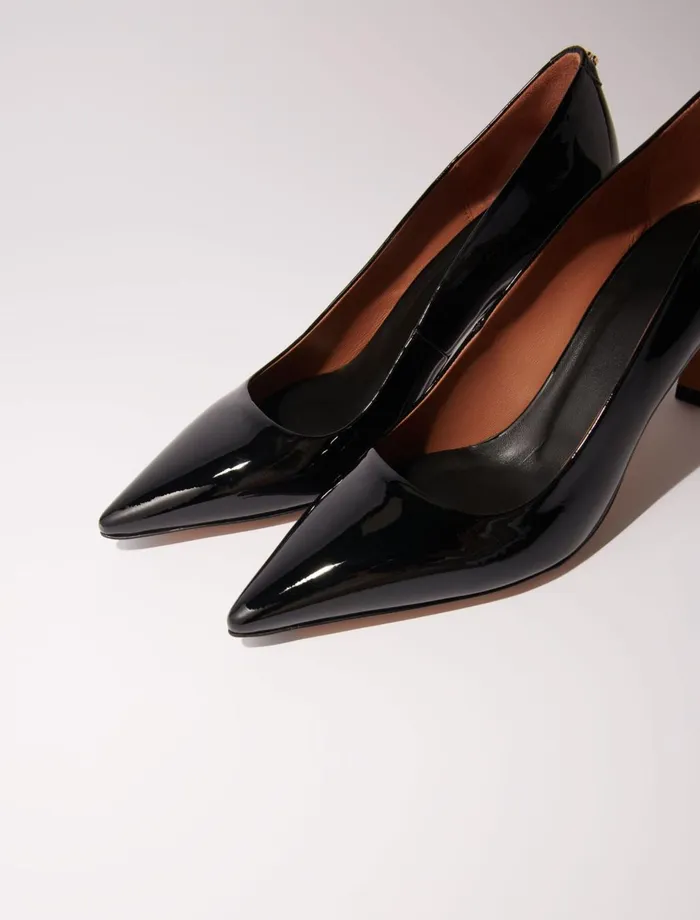 Kitten Heels Women Maje Leather Pumps With Pointed Toes Black