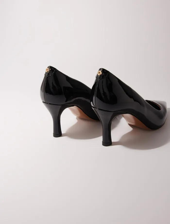 Kitten Heels Women Maje Leather Pumps With Pointed Toes Black