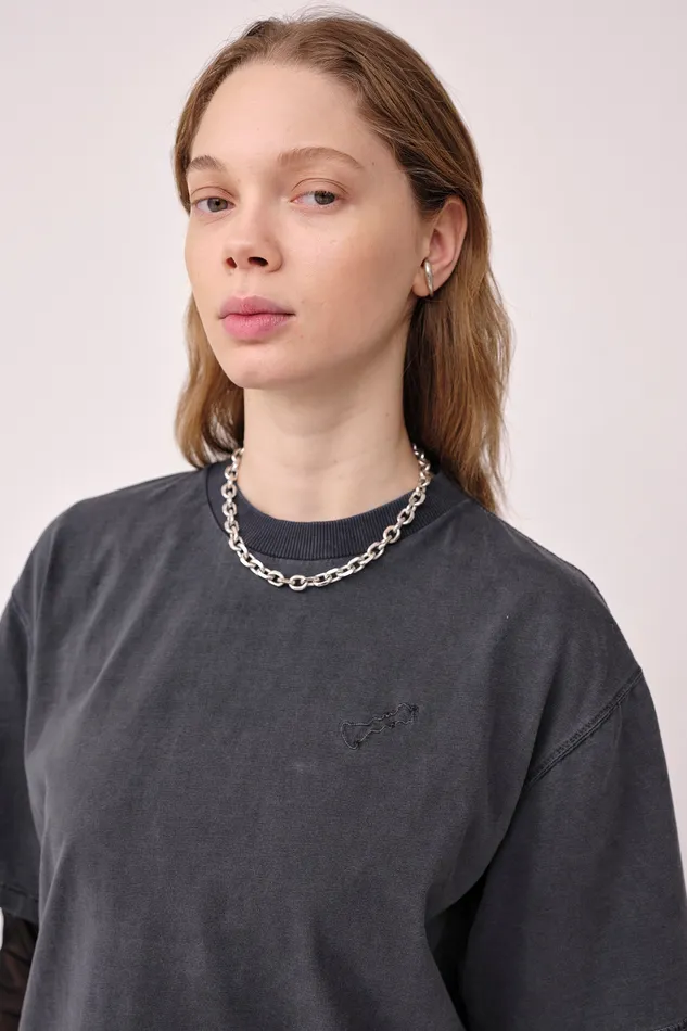 LA Print Fallen 8211 Washed Black Tops and Tshirts Wonhundred Women