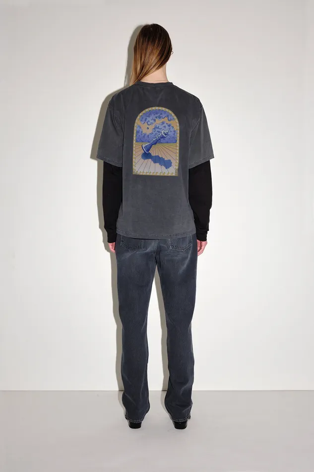 LA Print Fallen 8211 Washed Black Tops and Tshirts Wonhundred Women