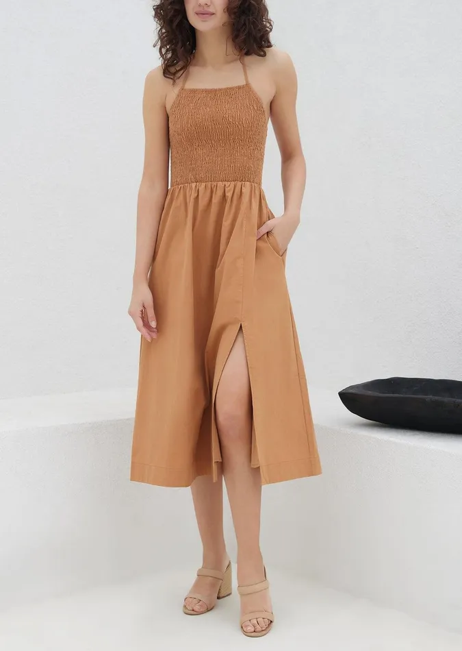 Lady Like Charm Midi Dress Rust Women Lost Wander Dresses