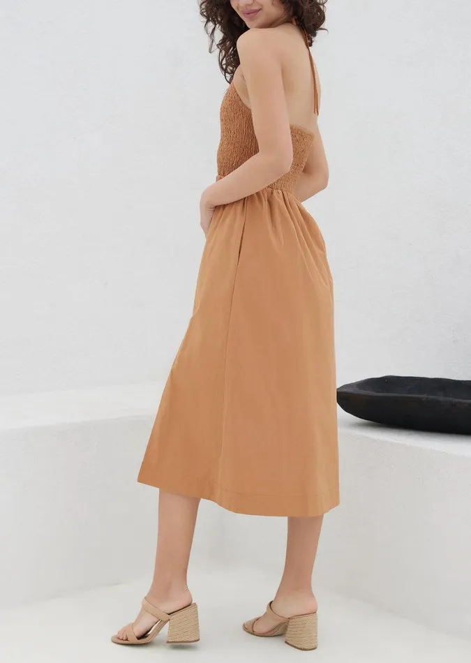 Lady Like Charm Midi Dress Rust Women Lost Wander Dresses