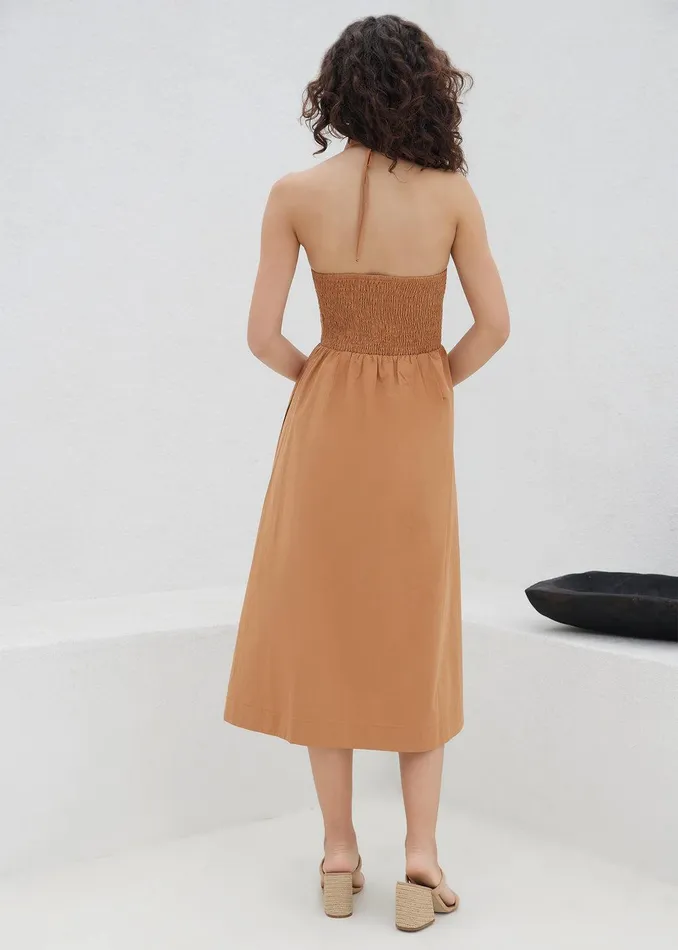Lady Like Charm Midi Dress Rust Women Lost Wander Dresses