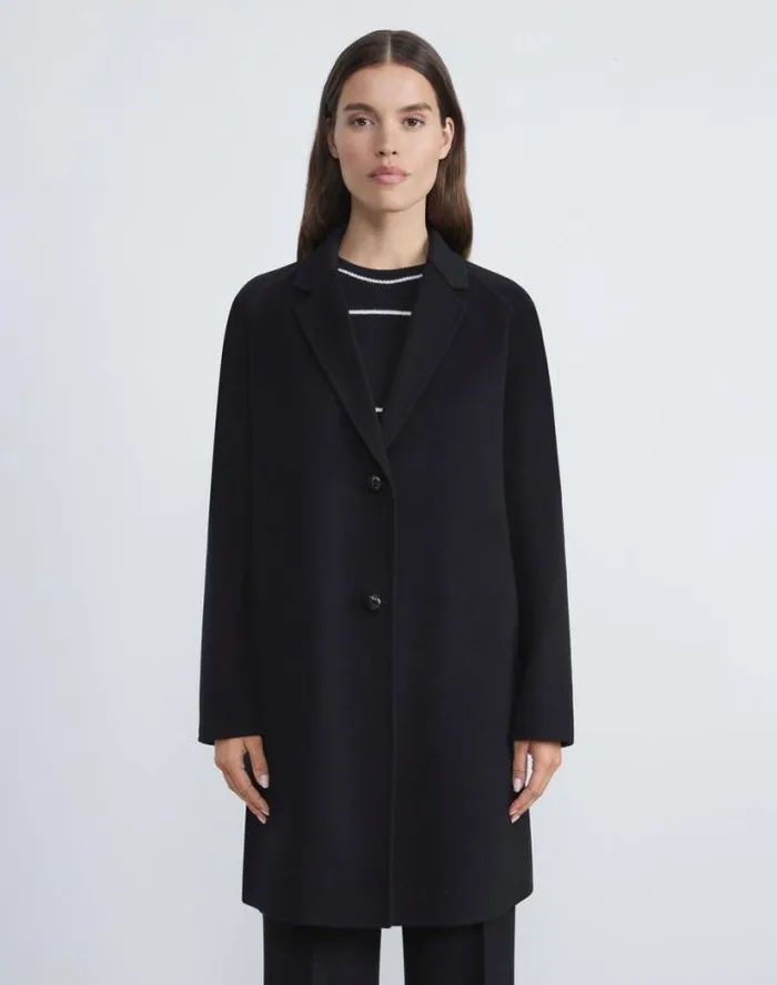 Lafayette 148 New York Cashmere Double Face Oversized Car Coat Black Ready To Wear Coats and Outerwear