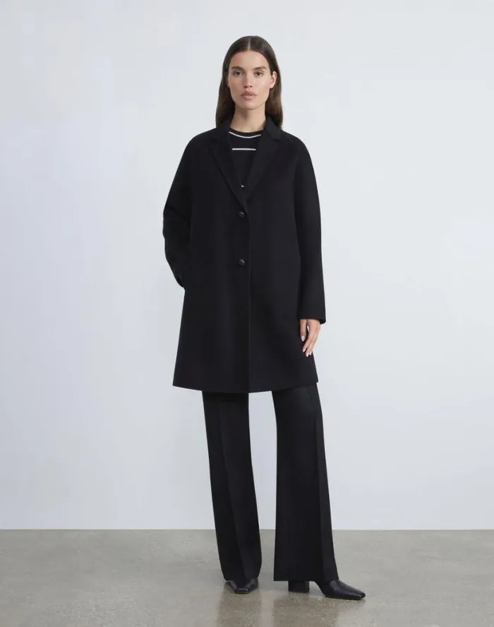 Lafayette 148 New York Cashmere Double Face Oversized Car Coat Black Ready To Wear Coats and Outerwear