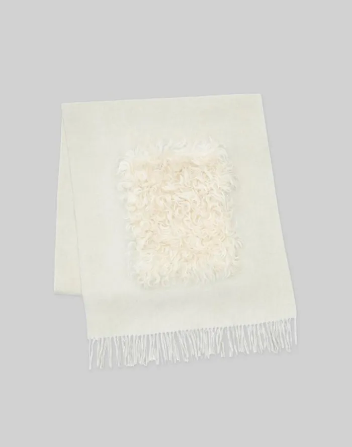 Lafayette 148 New York Cashmere Shearling Pocket Shawl Black Accessories Winter Accessories