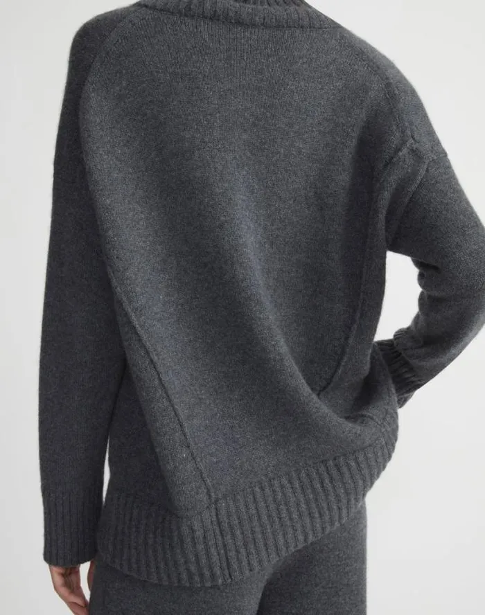 Lafayette 148 New York Cashmere Stand Collar Sweater Black Ready To Wear Sweaters and Knits