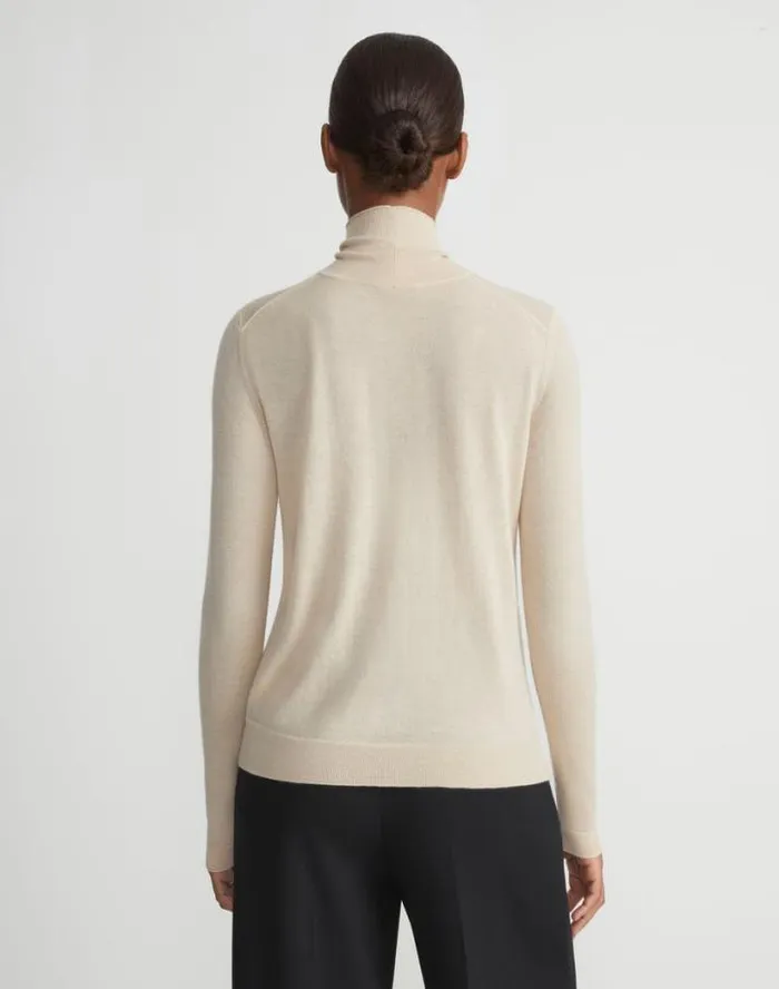 Lafayette 148 New York Fine Gauge Cashmere Stand Collar Sweater Pampas Plume Ready To Wear Sweaters and Knits