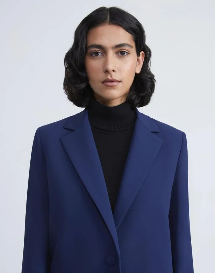 Lafayette 148 New York Finesse Crepe Blazer Midnight Blue Ready To Wear Jackets and Blazers