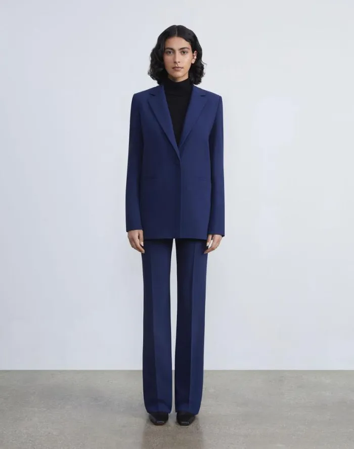 Lafayette 148 New York Finesse Crepe Blazer Midnight Blue Ready To Wear Jackets and Blazers