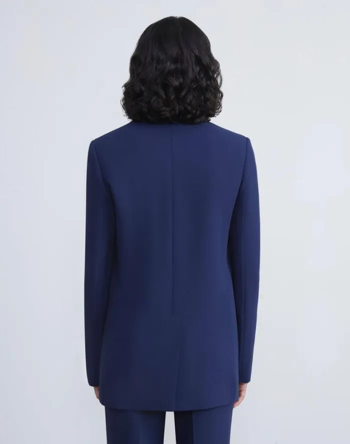 Lafayette 148 New York Finesse Crepe Blazer Midnight Blue Ready To Wear Jackets and Blazers