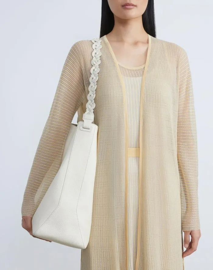 Lafayette 148 New York Grained Calfskin Leather 8 Knot HoboLarge Parchment HandbagsAccessories Leather Accessories