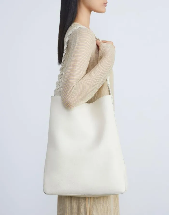 Lafayette 148 New York Grained Calfskin Leather 8 Knot HoboLarge Parchment HandbagsAccessories Leather Accessories