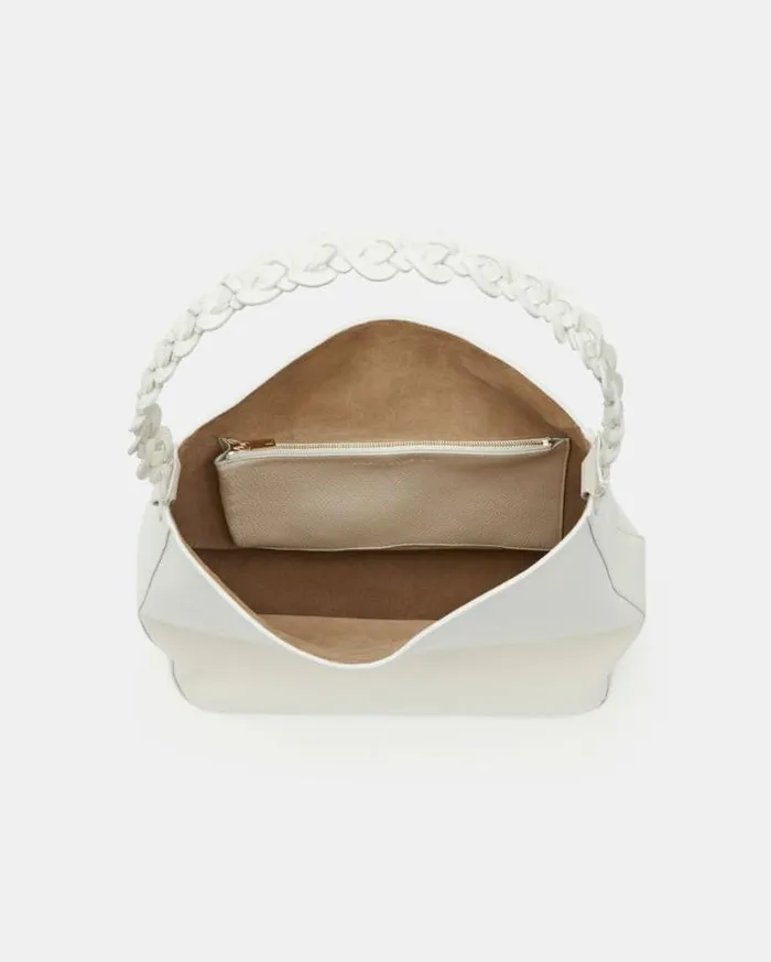 Lafayette 148 New York Grained Calfskin Leather 8 Knot HoboLarge Parchment HandbagsAccessories Leather Accessories