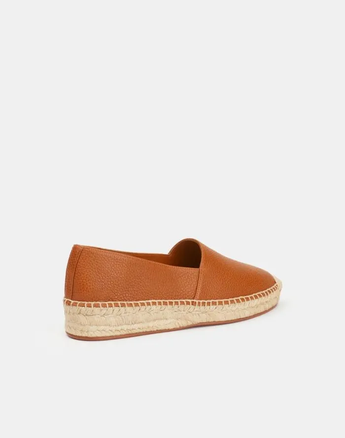 Lafayette 148 New York Grained Calfskin Leather SlipOn Espadrille Copper Shoes Ballets