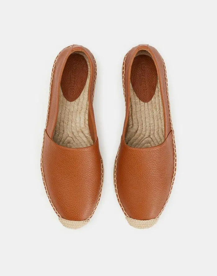 Lafayette 148 New York Grained Calfskin Leather SlipOn Espadrille Copper Shoes Ballets