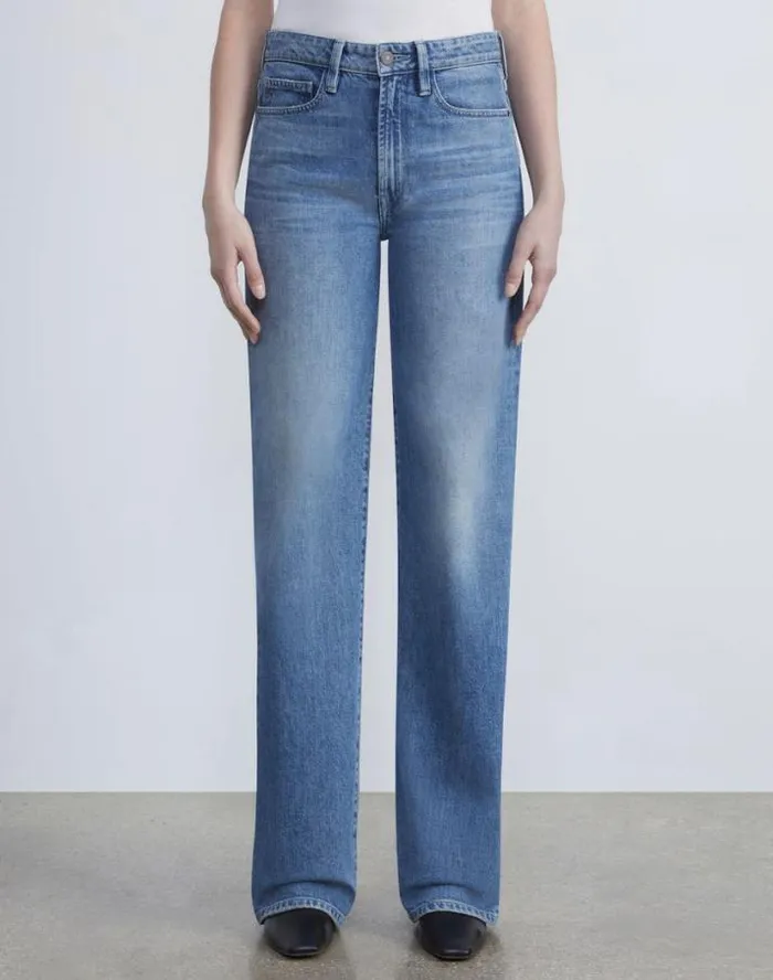 Lafayette 148 New York L148 Denim Wyckoff WideLeg Jean Faded Skyline Ready To Wear Pants and Shorts