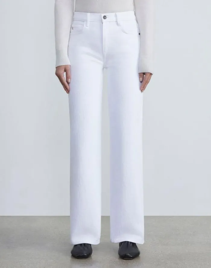 Lafayette 148 New York L148 Denim Wyckoff Wideleg Jean White Ready To Wear Pants and Shorts