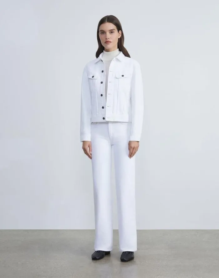 Lafayette 148 New York L148 Denim Wyckoff Wideleg Jean White Ready To Wear Pants and Shorts