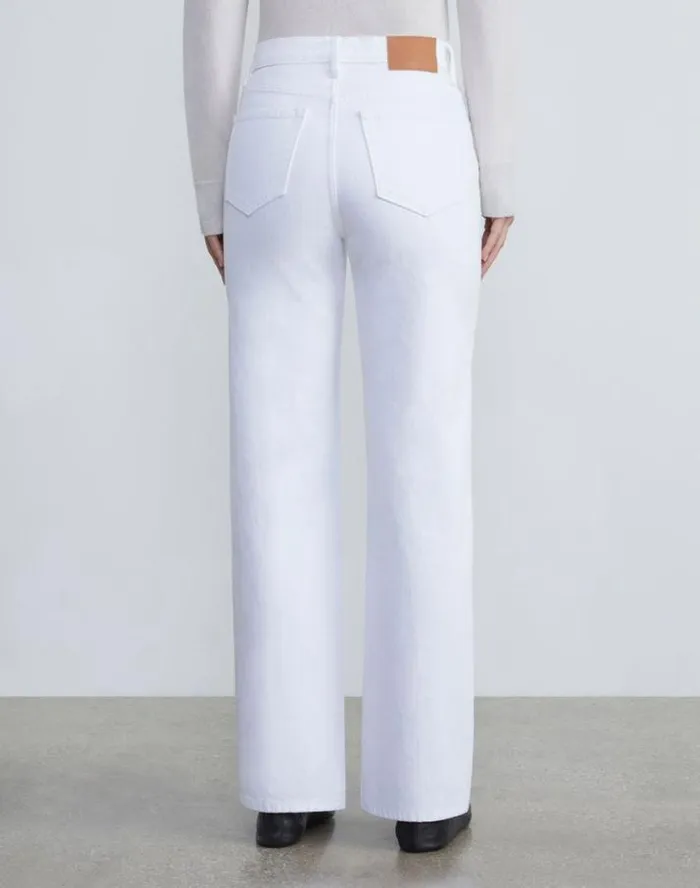 Lafayette 148 New York L148 Denim Wyckoff Wideleg Jean White Ready To Wear Pants and Shorts