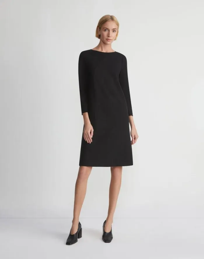 Lafayette 148 New York Punto Milano ALine Dress Black Ready To Wear Dresses