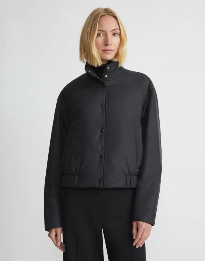 Lafayette 148 New York Recycled Poly Stand Collar Puffer Jacket Black Ready To Wear Jackets and Blazers