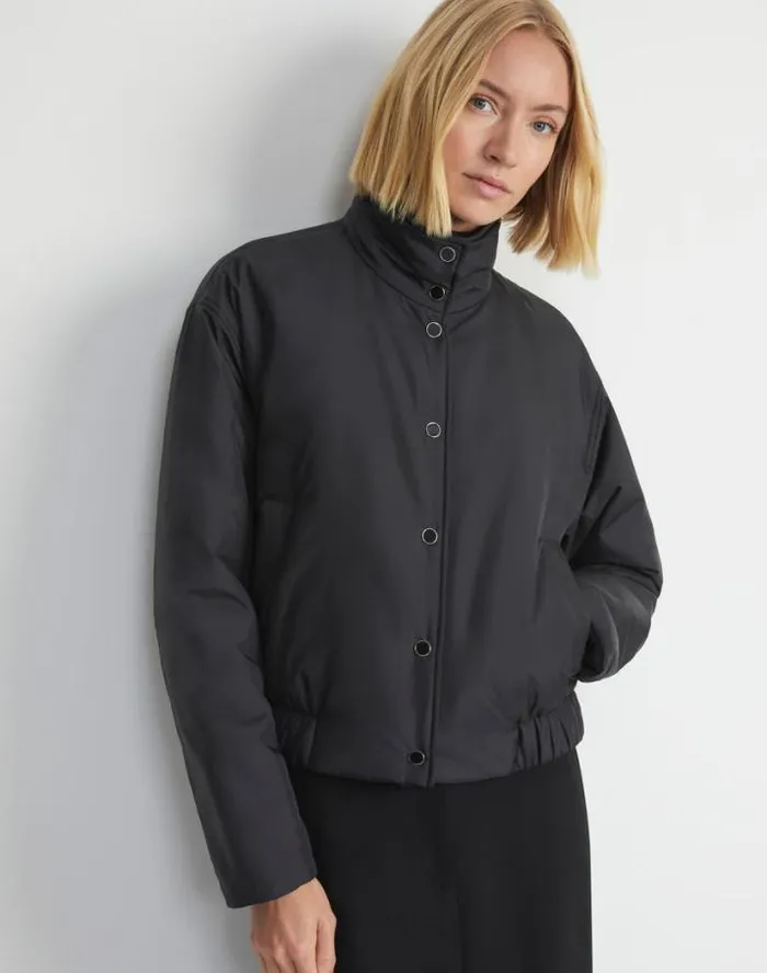 Lafayette 148 New York Recycled Poly Stand Collar Puffer Jacket Black Ready To Wear Jackets and Blazers