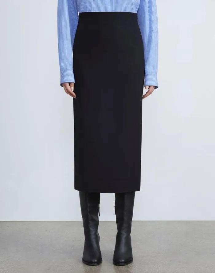 Lafayette 148 New York Responsible Wool Double Face Pencil Skirt Black Ready To Wear Skirts