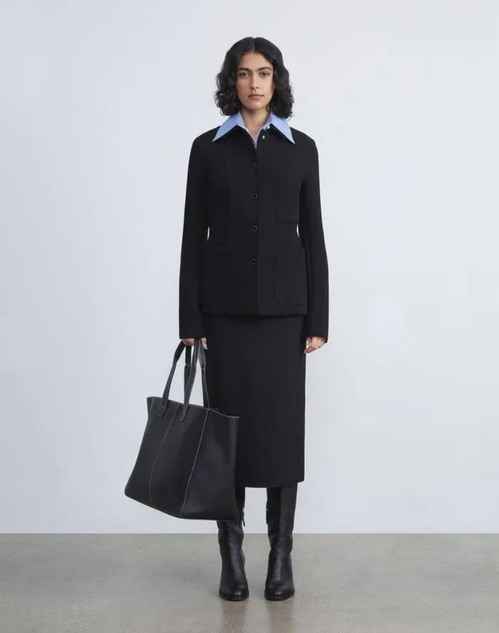 Lafayette 148 New York Responsible Wool Double Face Pencil Skirt Black Ready To Wear Skirts
