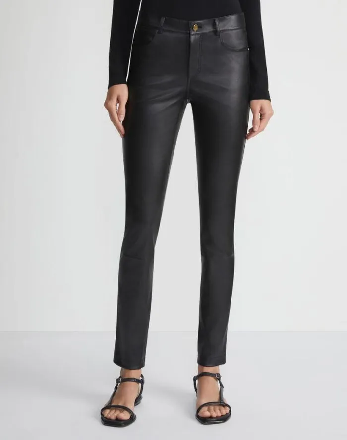 Lafayette 148 New York Silky Stretch Nappa Leather Mercer Pant Black Ready To Wear Pants and Shorts