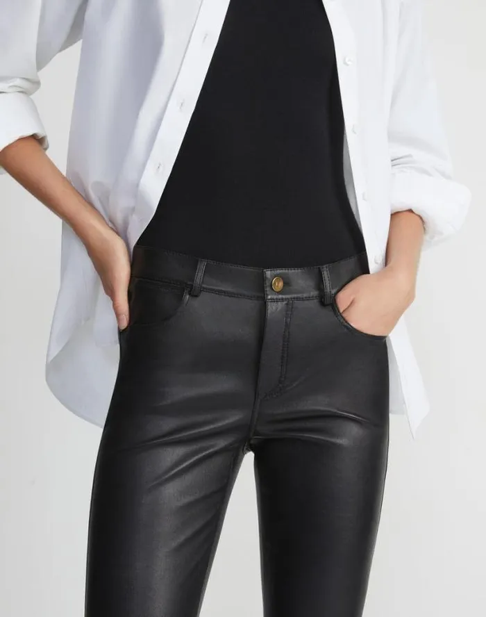Lafayette 148 New York Silky Stretch Nappa Leather Mercer Pant Black Ready To Wear Pants and Shorts