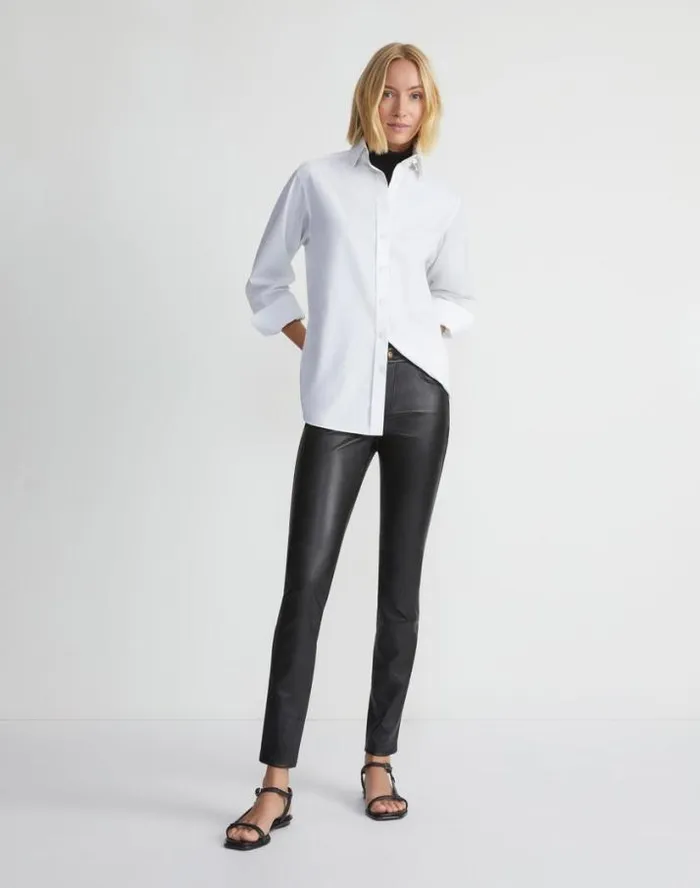 Lafayette 148 New York Silky Stretch Nappa Leather Mercer Pant Black Ready To Wear Pants and Shorts