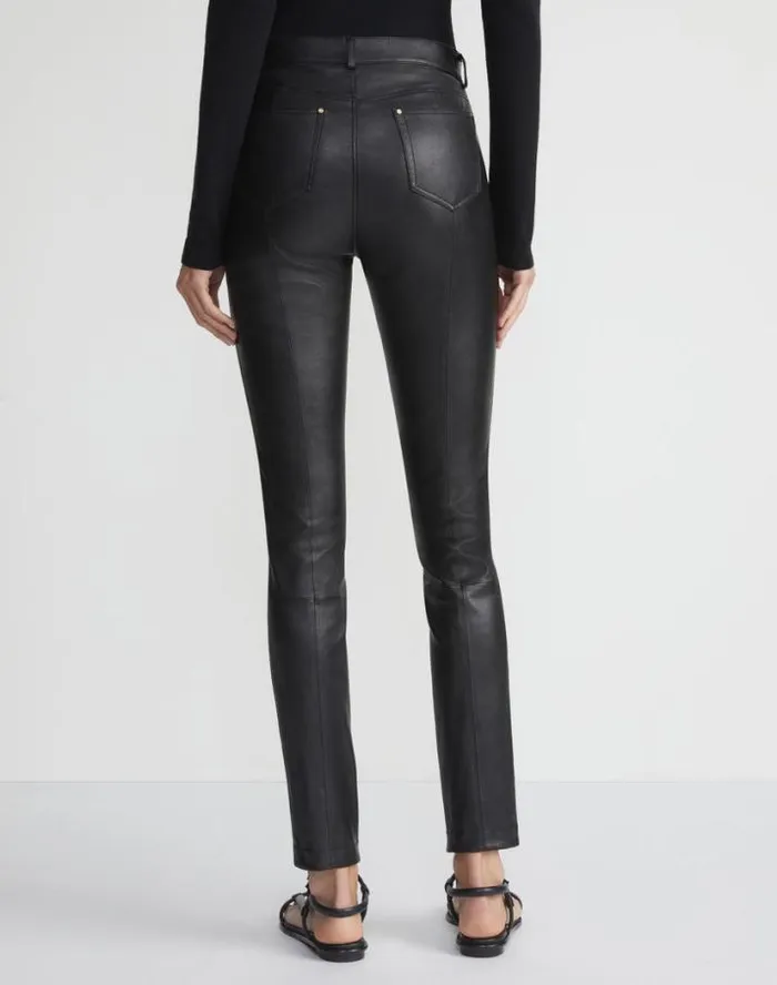Lafayette 148 New York Silky Stretch Nappa Leather Mercer Pant Black Ready To Wear Pants and Shorts