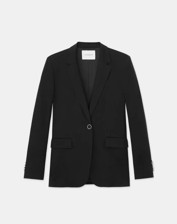 Lafayette 148 New York Stretch Virgin Wool Single Button Blazer Black Ready To Wear Jackets and Blazers Lafayette 148 New York Stretch Virgin Wool Single Button Blazer Black Ready To Wear Jackets and Blazers