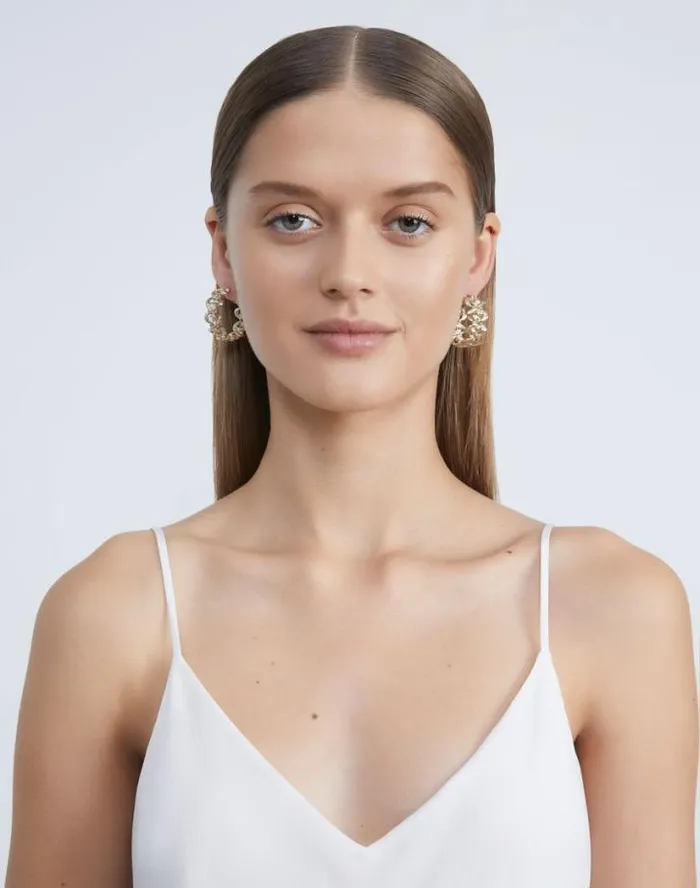 Lafayette 148 New York Woven 8 Knot Hoop Earrings Pale Gold Accessories Jewelry